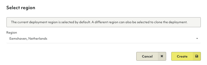 ArangoGraph Clone Deployment Select Region