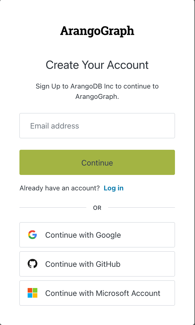 ArangoGraph Sign up