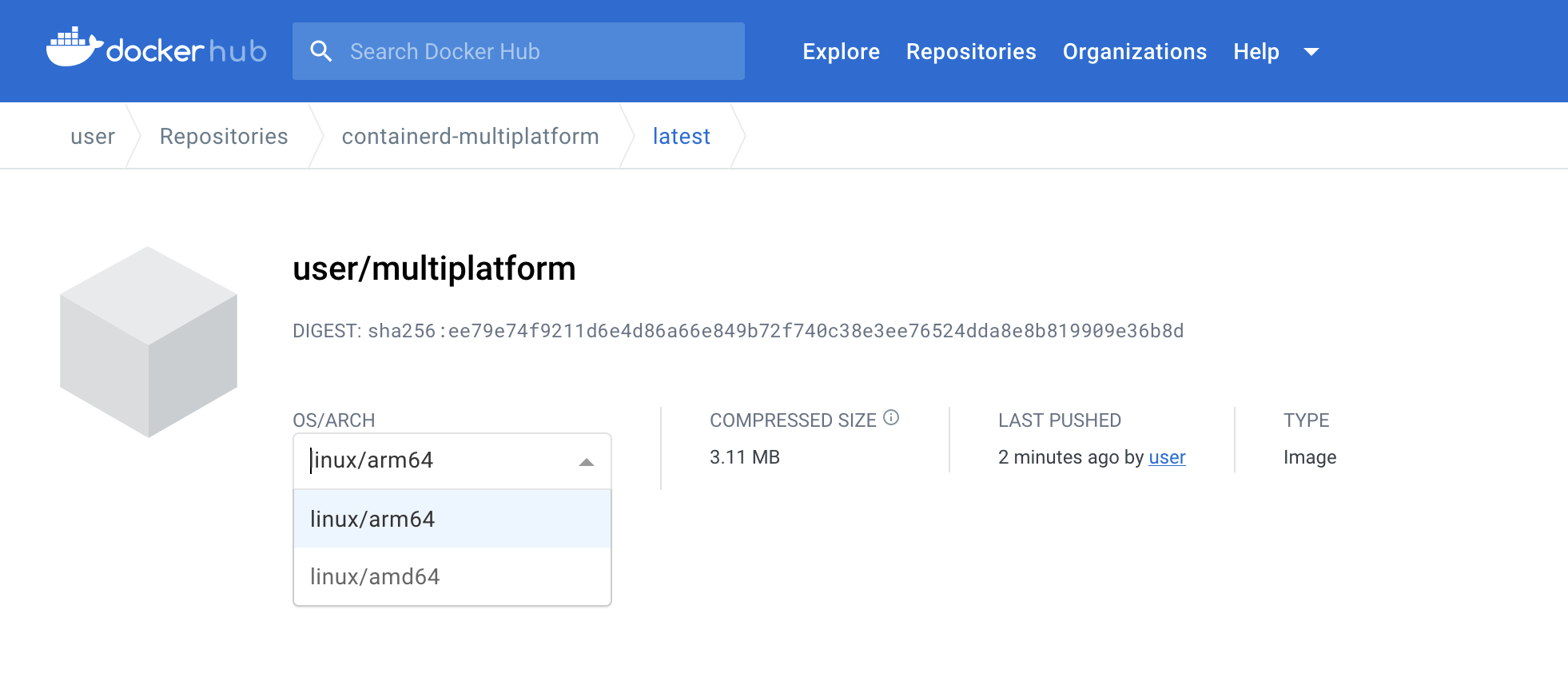 Multiplatform image tag on Docker Hub