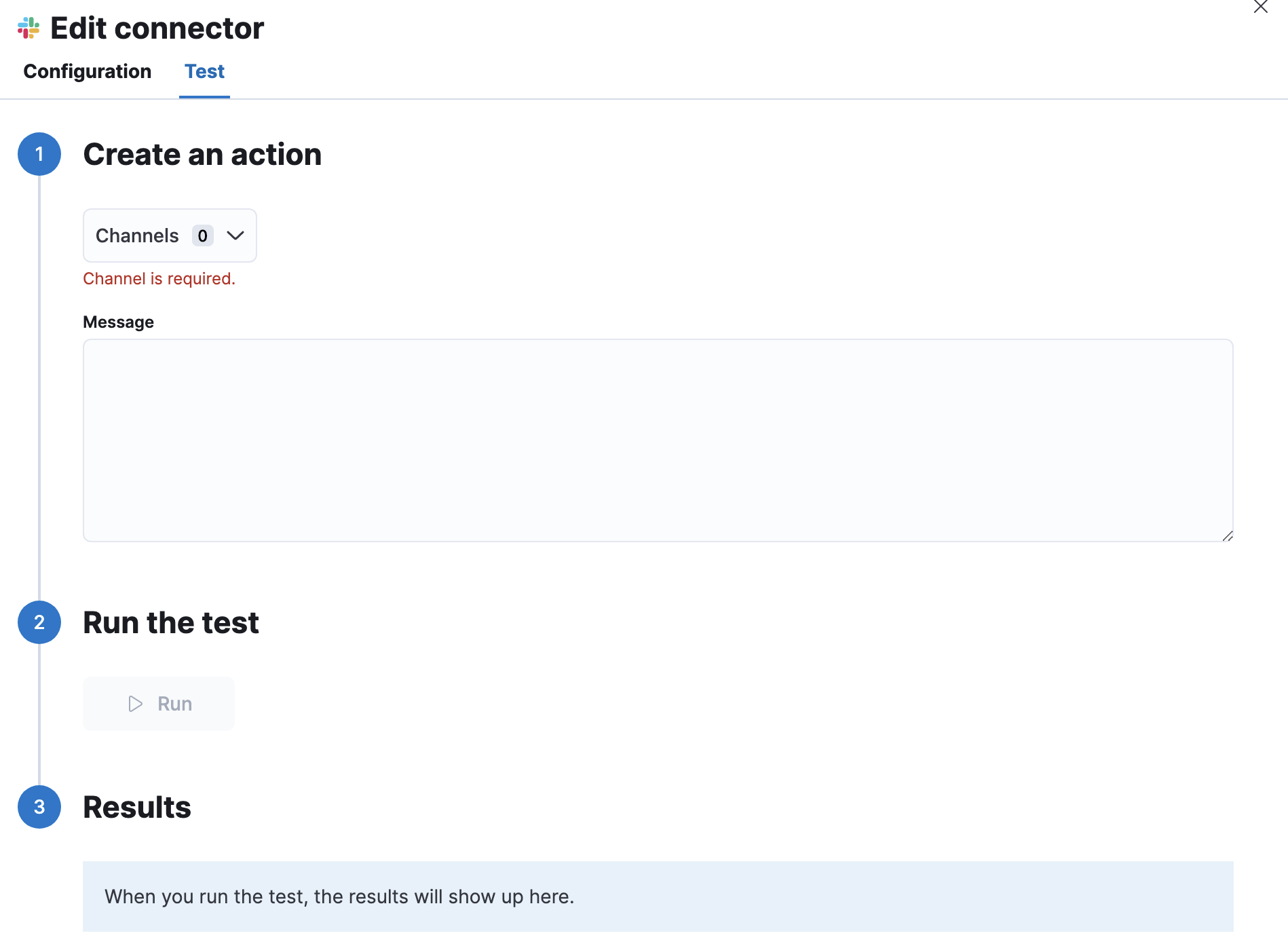 Slack API connector test